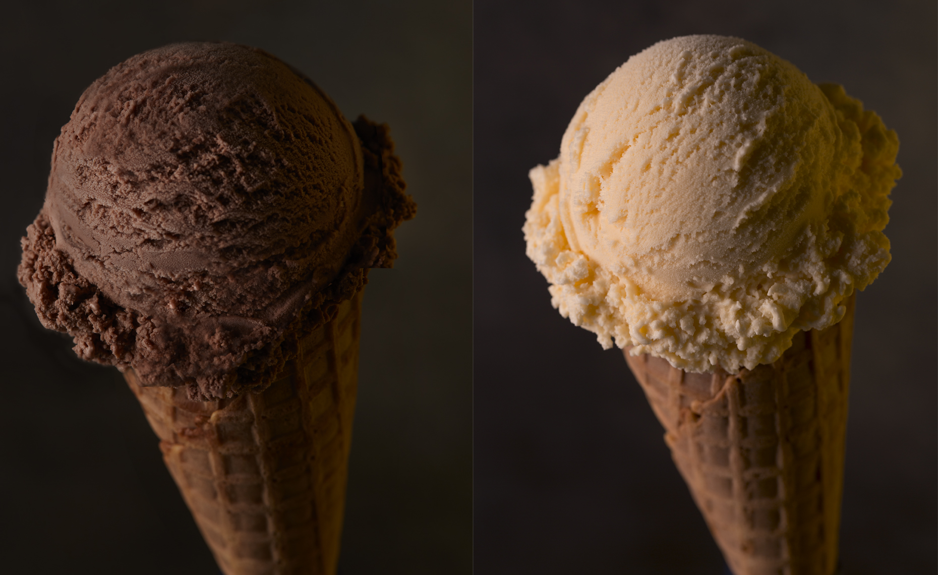 food  photographer san francisco . Ice Cream Cones Chocolate Vanilla