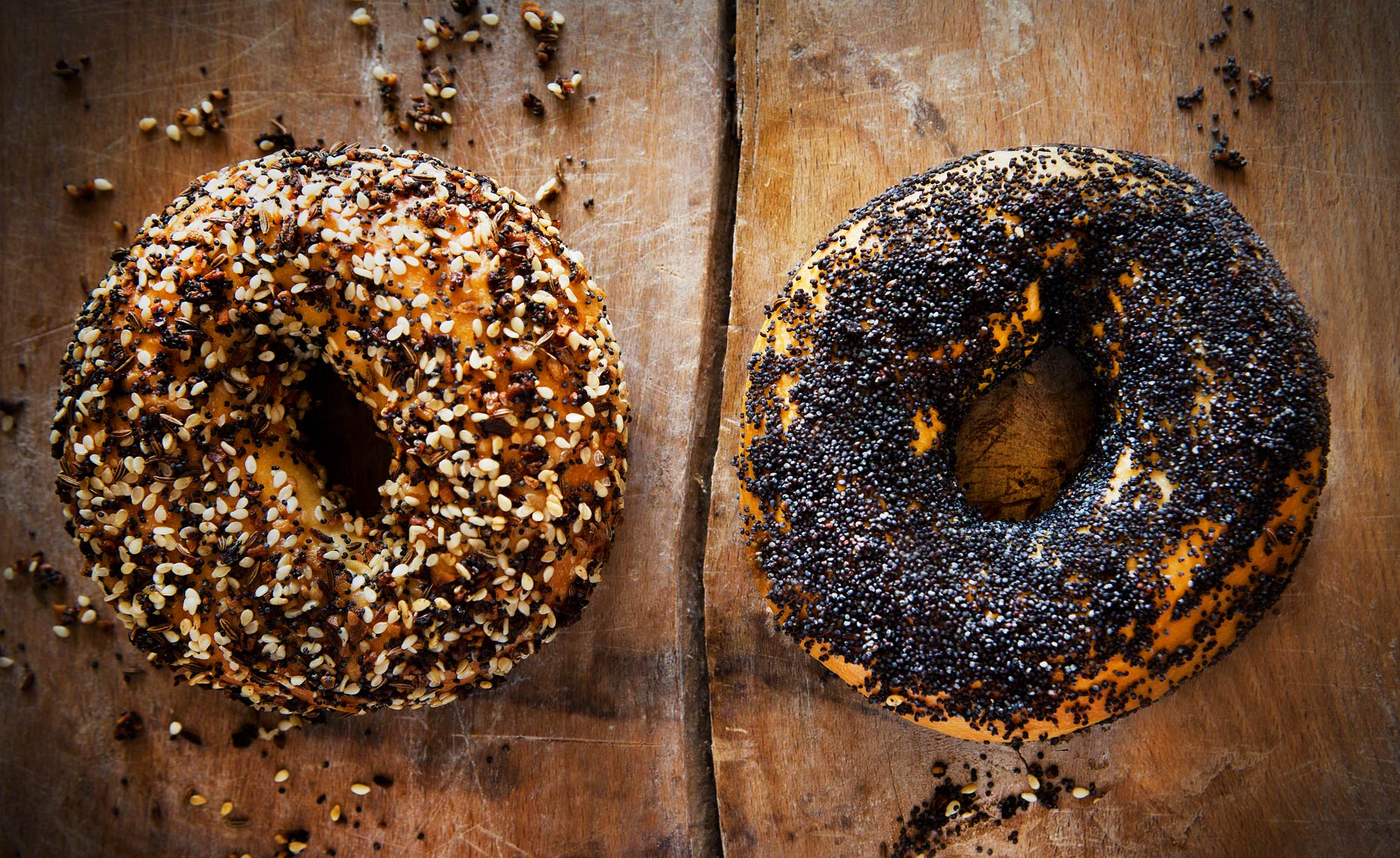 Sesame and Everything Bagels, Rose Hodges Food Photography