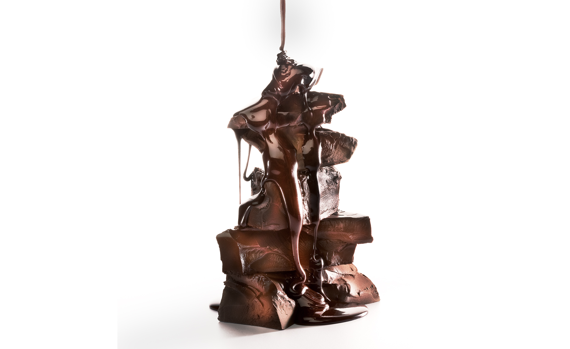 Dark Chocolate Stack Dripping, Rose Hodges Food Photography, San Francisco