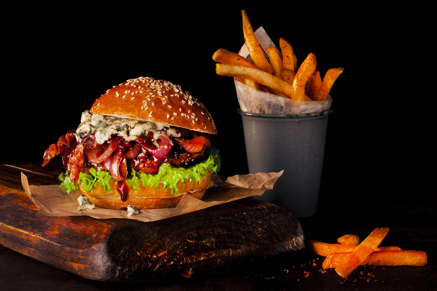 Hamburger and Fries, Rose Hodges Food Photography