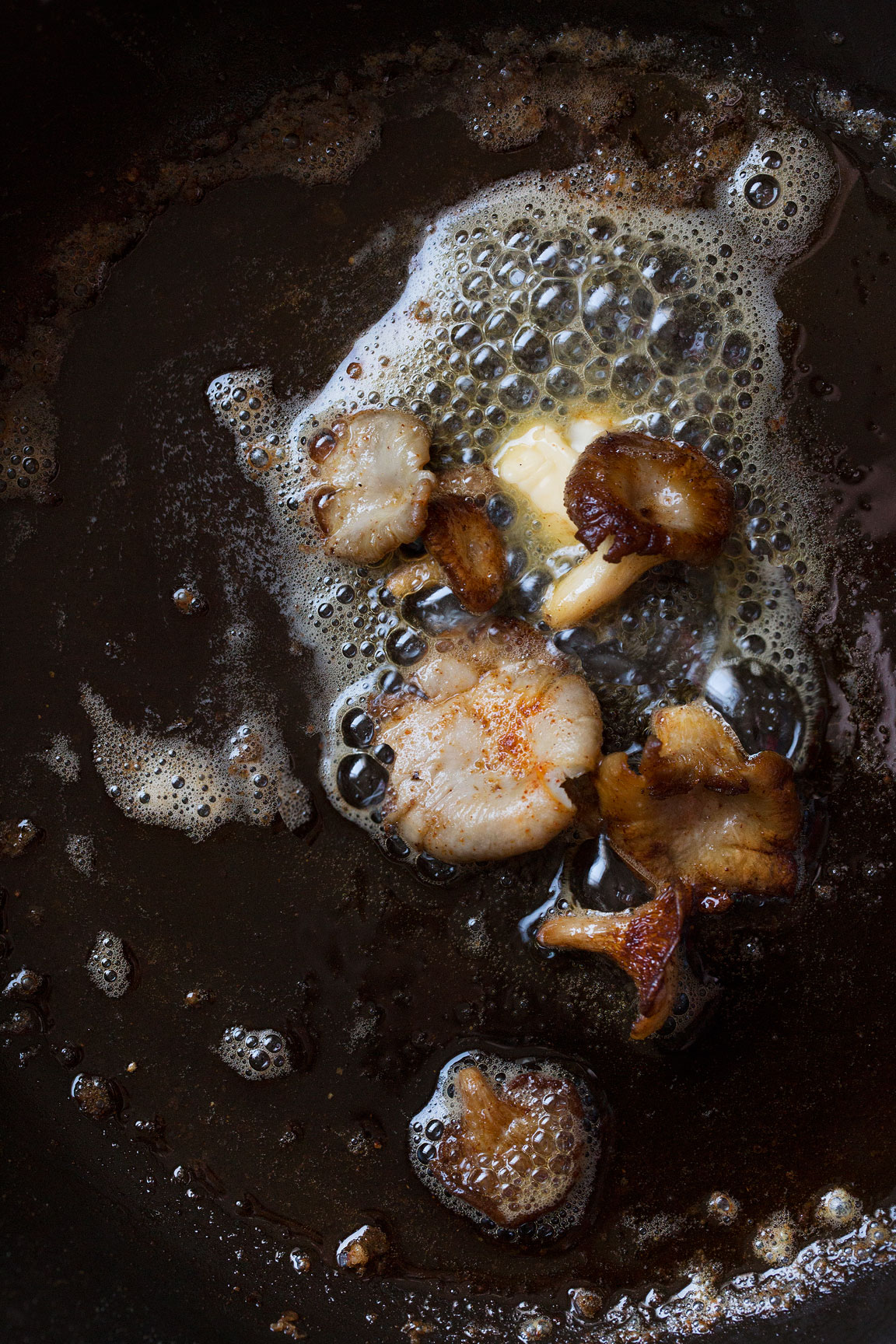 Mushrooms Cooked in Butter, Rose Hodges Food Photography